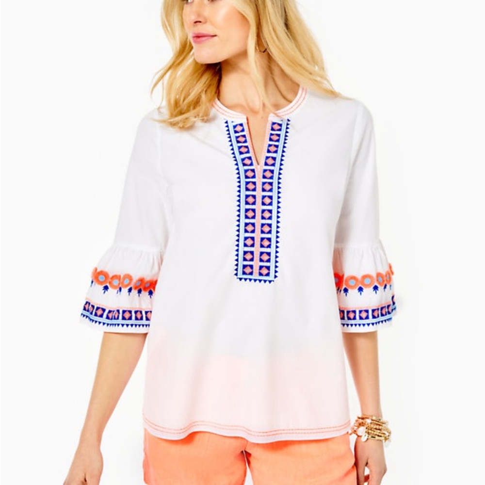 EUC Lilly Pulitzer Rissa Tunic In Resort White XL